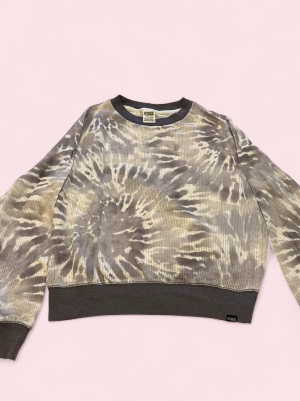 Victoria’s Secret pink gray and white tie dye mesh long sleeve